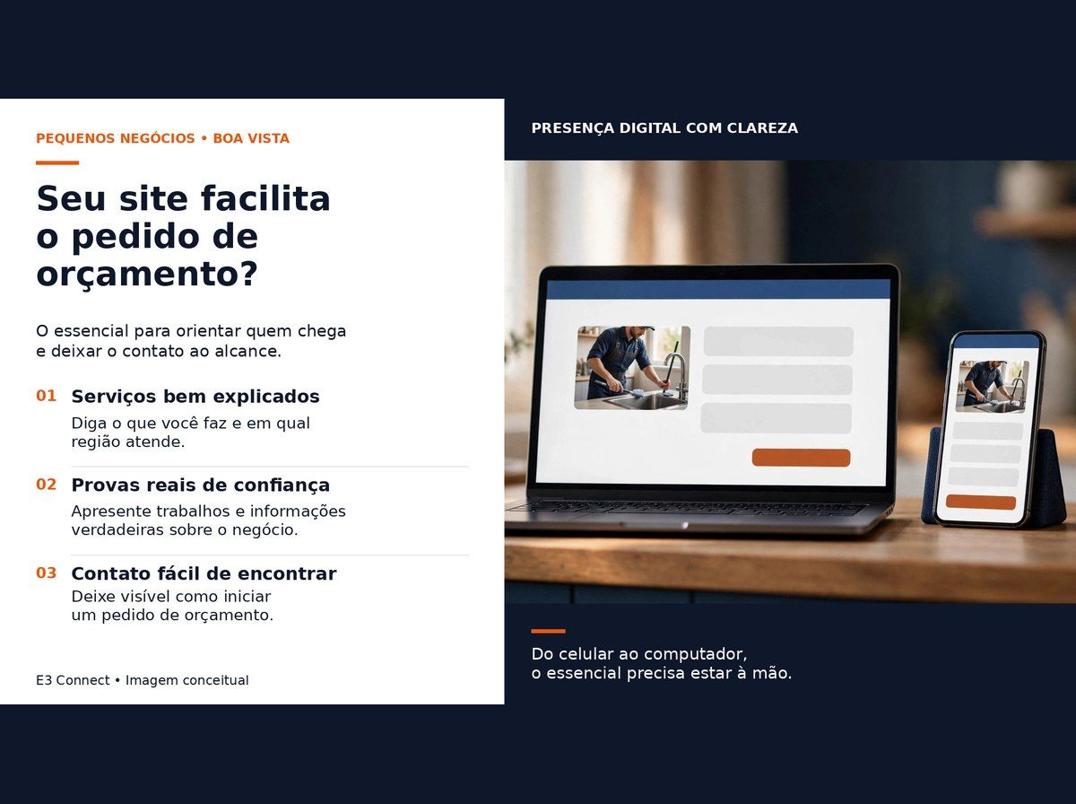 Site para pequenos negócios em Boa Vista facilitando o pedido de orçamento